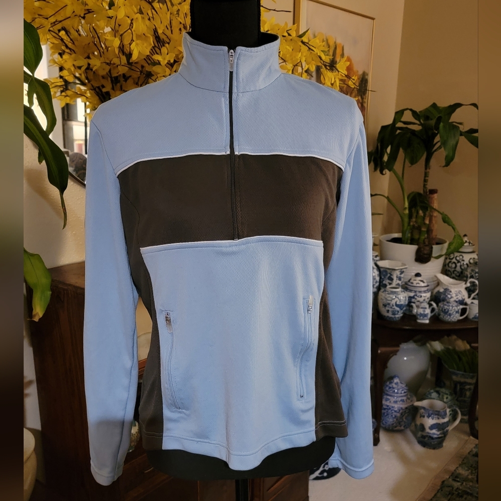 Nike Baby Blue/Grey Qtr Zip Dri-Fit Shirt SzM